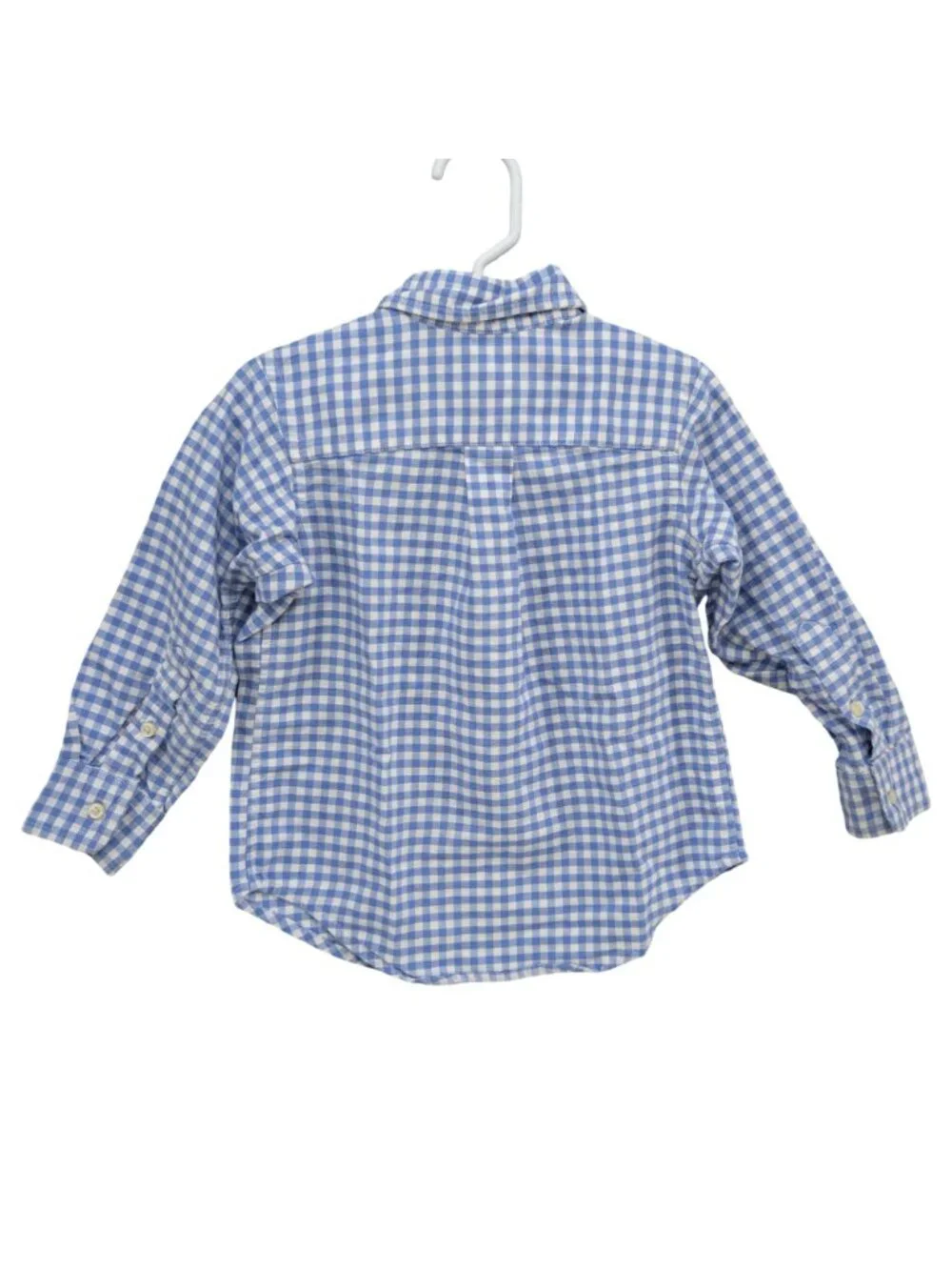 Ralph Lauren Gingham Shirt Boys Blue White Cotton Long Sleeve Button Down Size 2